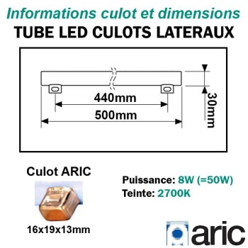 Tube LED 8W ARIC 54002 culots latéraux