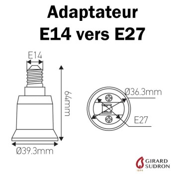 ADAPTATEUR E14 VERS E27 POUR LAMPES LED