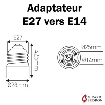 ADAPTATEUR E27 VERS E14 POUR LAMPES LED