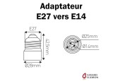 ADAPTATEUR E27 VERS E14 POUR LAMPES LED