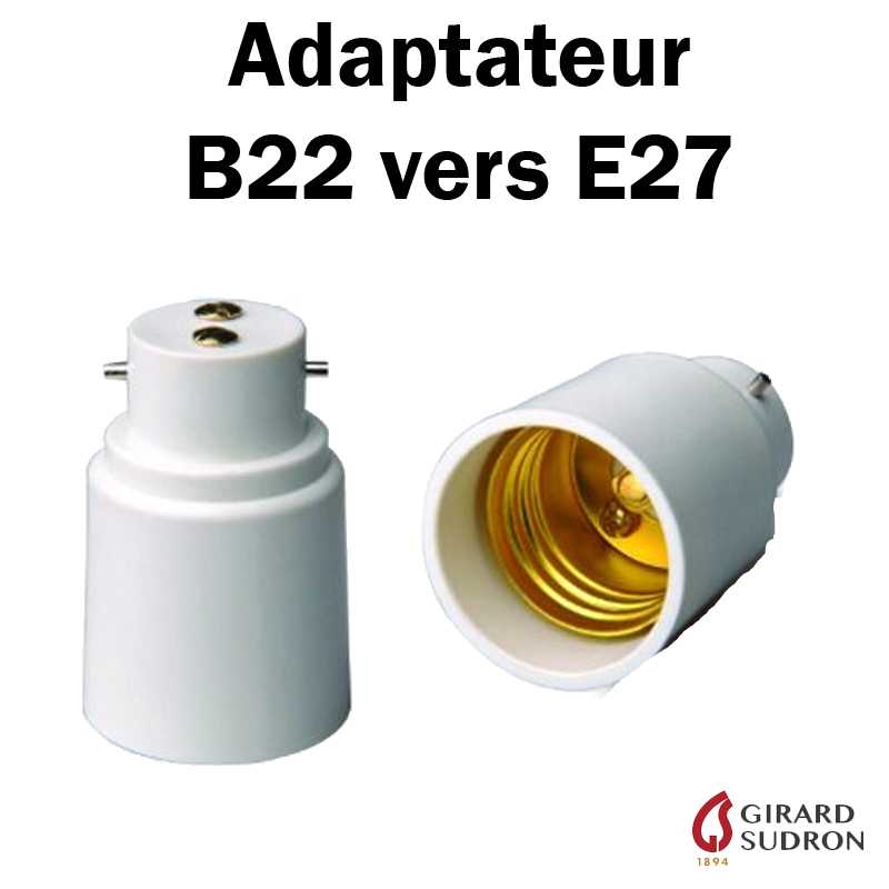 Adaptateur B22d baïonnette vers E27 vis blanc