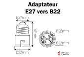 ADAPTATEUR E27 VERS B22 POUR LAMPES LED ADAPTATEUR E27 VERS B22 POUR LAMPES LED