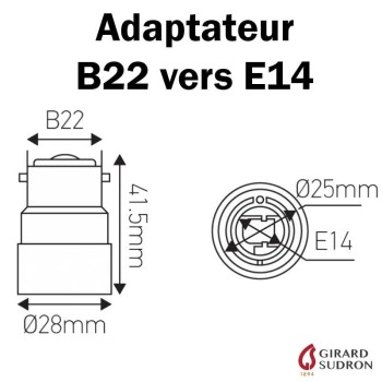 ADAPTATEUR B22 VERS E14 POUR LAMPES LED