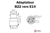 ADAPTATEUR B22 VERS E14 POUR LAMPES LED