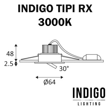 DIMENSIONS SPOT TIPI RX ENCASTRE INDIGO