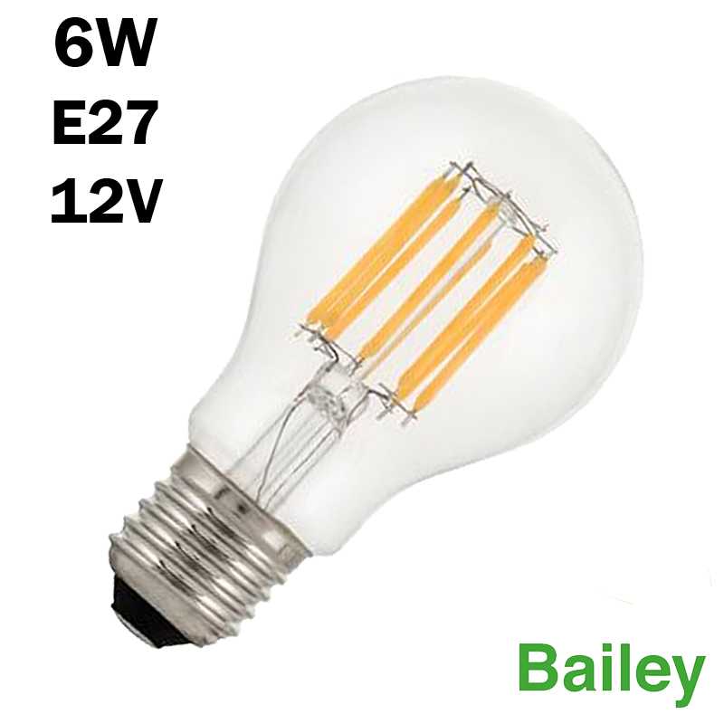 Ampoule Filament LED A60 6W 12Vac/dc E27 - BAILEY 80100039062