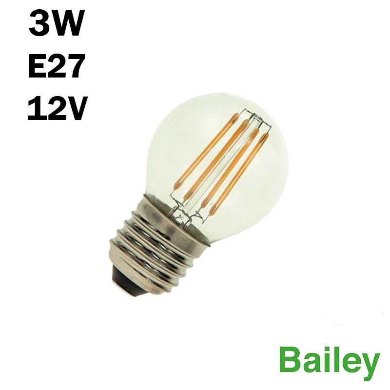 Ampoule Filament LED G45 3W 12Vdc E27 - BAILEY 80100037331