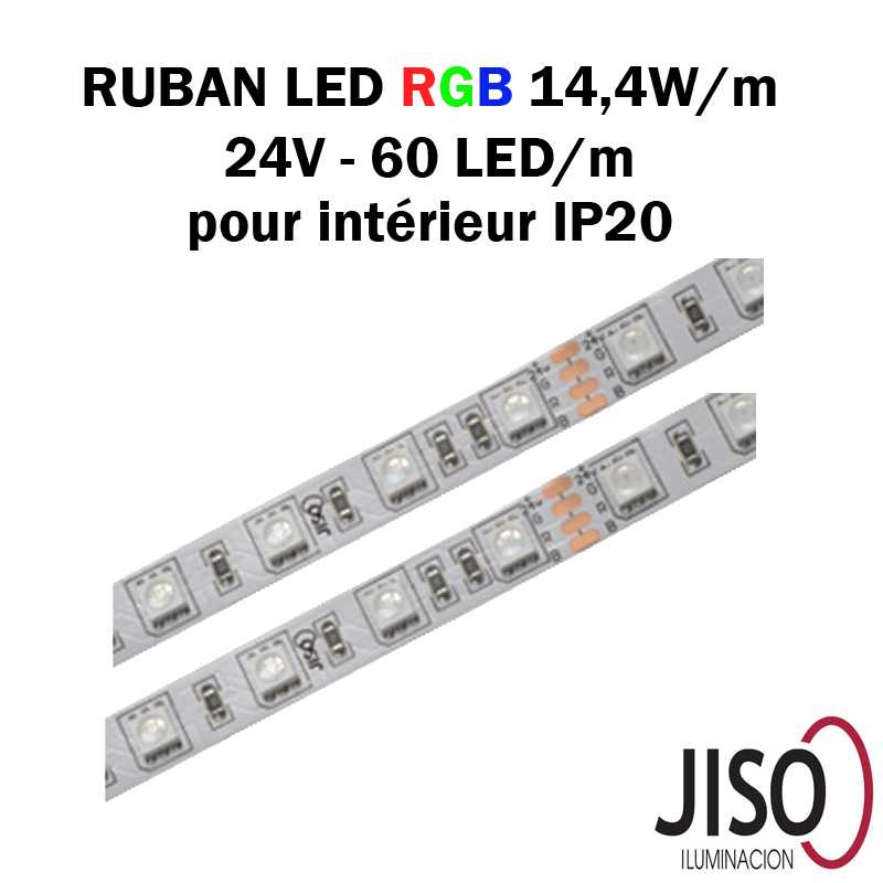 RUBAN LED RGB 24V 15W/m IP20 (intérieur)