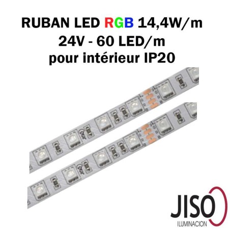 RUBAN LED RGB 24V 15W/m IP20 (intérieur)