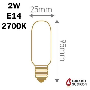 Ampoule LED Tubulaire claire Ø20mm 2W E14 230V