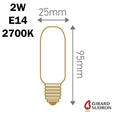 Ampoule LED Tubulaire claire Ø20mm 2W E14 230V