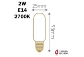 Ampoule LED Tubulaire claire Ø20mm 2W E14 230V