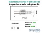 Ampoule 20W G4 - Lampe capsule halogène 12V Ampoule 20W G4 - Lampe capsule halogène 12V