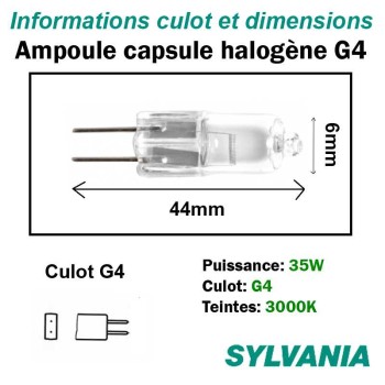 Ampoule 35W G4 - Lampe capsule halogène 12V