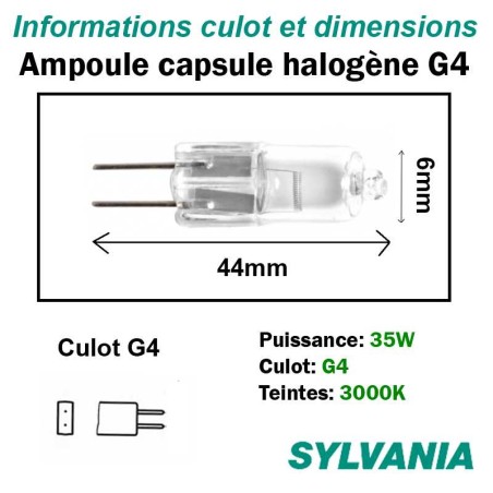 Ampoule 35W G4 - Lampe capsule halogène 12V