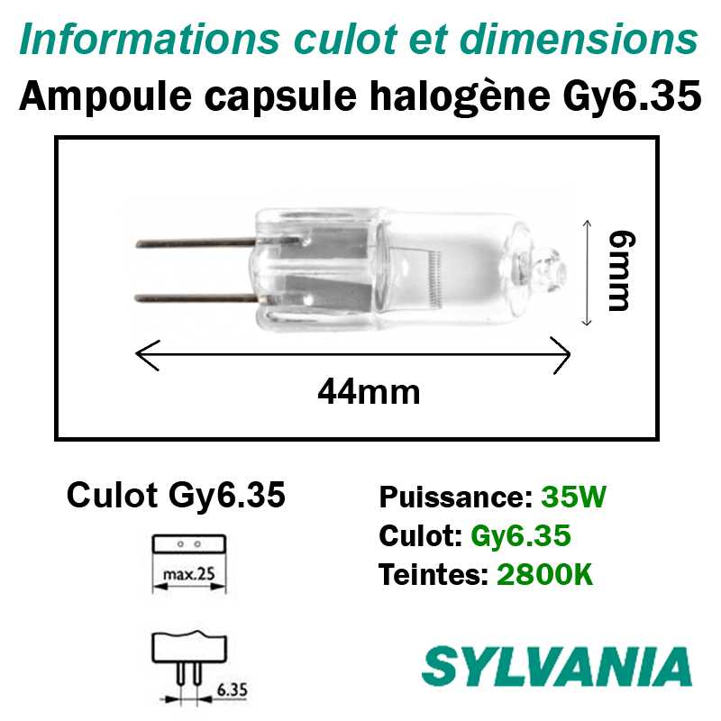 Ampoule 35W Gy6.35 - Lampe capsule halogène 12V