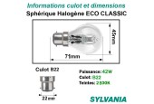 Ampoule sphérique claire B22 42W 240V SYLVANIA éco