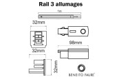 Rail 3 allumages 1m - Rail 3 x 16A
