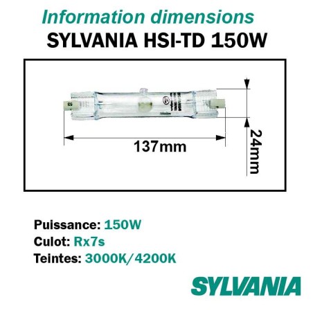 SYLVANIA HSI-TD 150W Rx7s