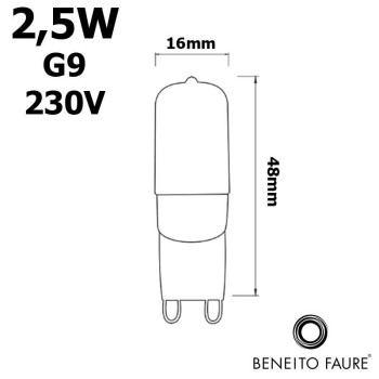 LED G9 2.5W/3000K 230V
