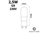 LED G9 2.5W/3000K 230V