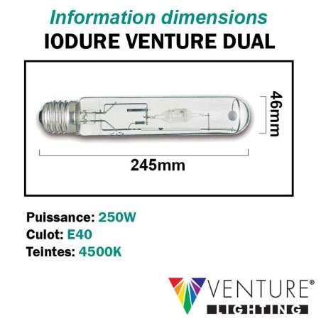 LAMPE TUBULAIRE IODURE DUAL 250W E40