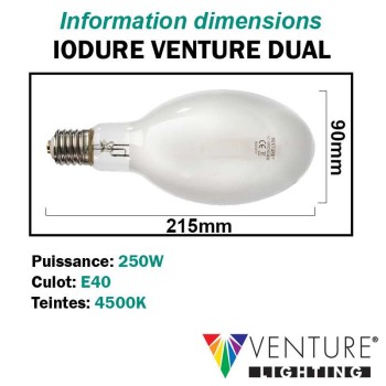 LAMPE OVOIDE IODURE DUAL 250W E40