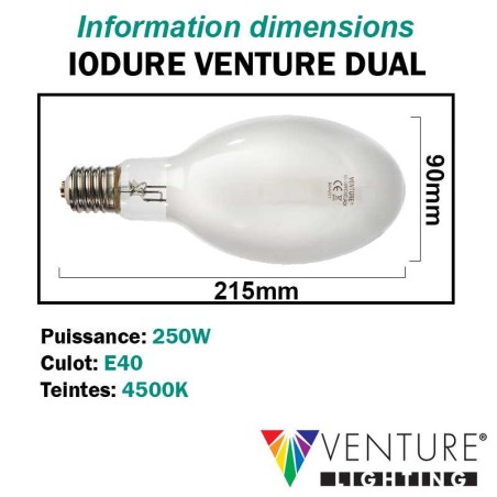 LAMPE OVOIDE IODURE DUAL 250W E40