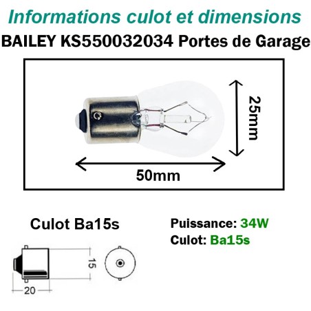 Ampoule pour porte garage Sphérique claire BA15S