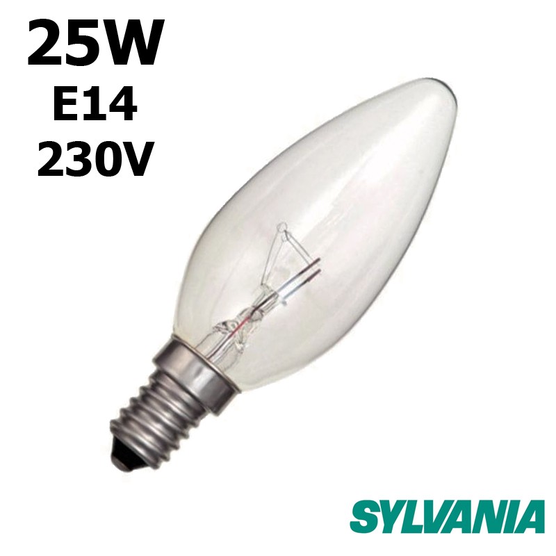 Ampoule flamme lisse 25W E14 230V - Lampe claire à incandescence