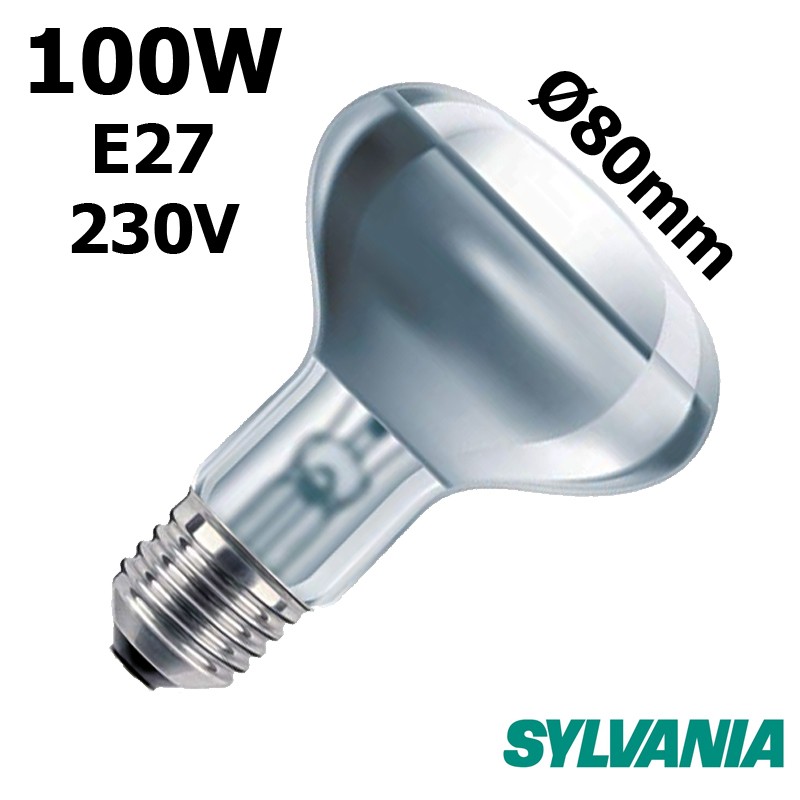 Spot 100W E27 230V - ampoule incandescente avec réflecteur Ø80mm