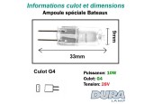 Ampoule 10W 28V G4 (spéciale bateau) Ampoule 10W 28V G4 (spéciale bateau)