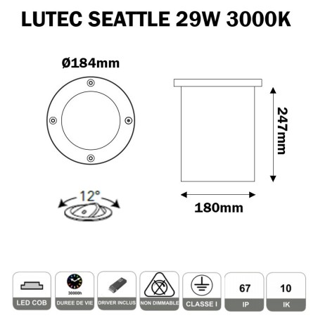 Spot encastré de sol 29W - LUTEC SEATTLE