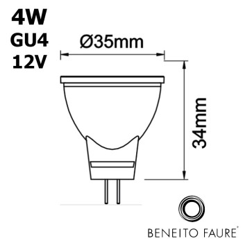 Ampoule MR11 4W GU4 12V - BENEITO TUTTO Ø35mm