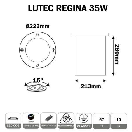 SPOT ENCASTRÉ DE SOL 35W - LUTEC REGINA
