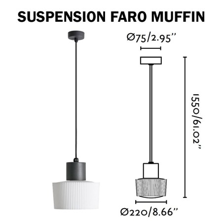 SUSPENSION FARO MUFFIN - Douille E27