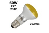 Ampoule jaune 60W E27 230V Ø63mm