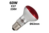 Ampoule rouge 60W E27 230V Ø63mm