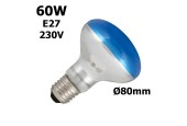 Ampoule bleue 60W E27 230V Ø80mm
