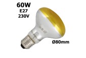 Ampoule jaune 60W E27 230V Ø80mm Ampoule jaune 60W E27 230V Ø80mm