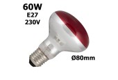 Ampoule rouge 60W E27 230V Ø80mm