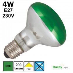 Spot LED vert R80 4W E27 230V