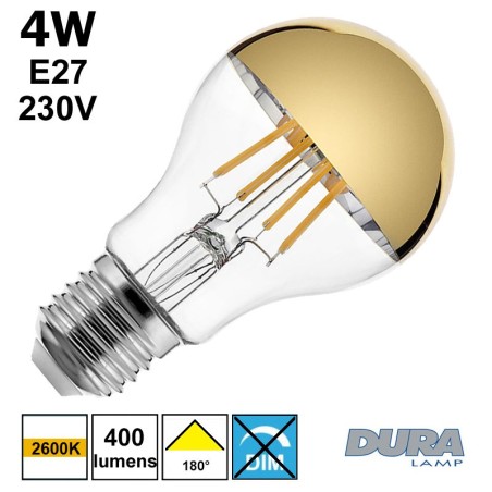 Ampoule calotte dorée, LED 4W E27 230V | DURALAMP LFA6004G