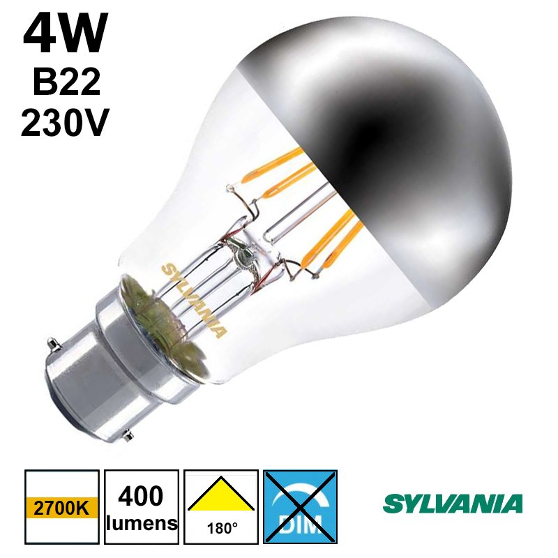 Ampoule LED Standard calotte argentée 4W B22 SYLVANIA 0027159