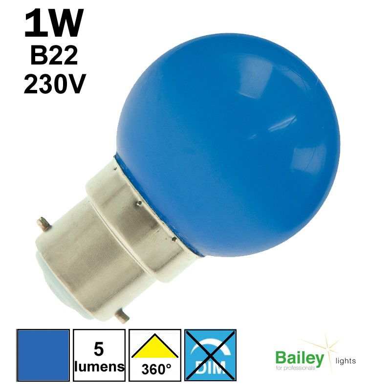 Ampoule de guirlande bleue 1W B22 230V