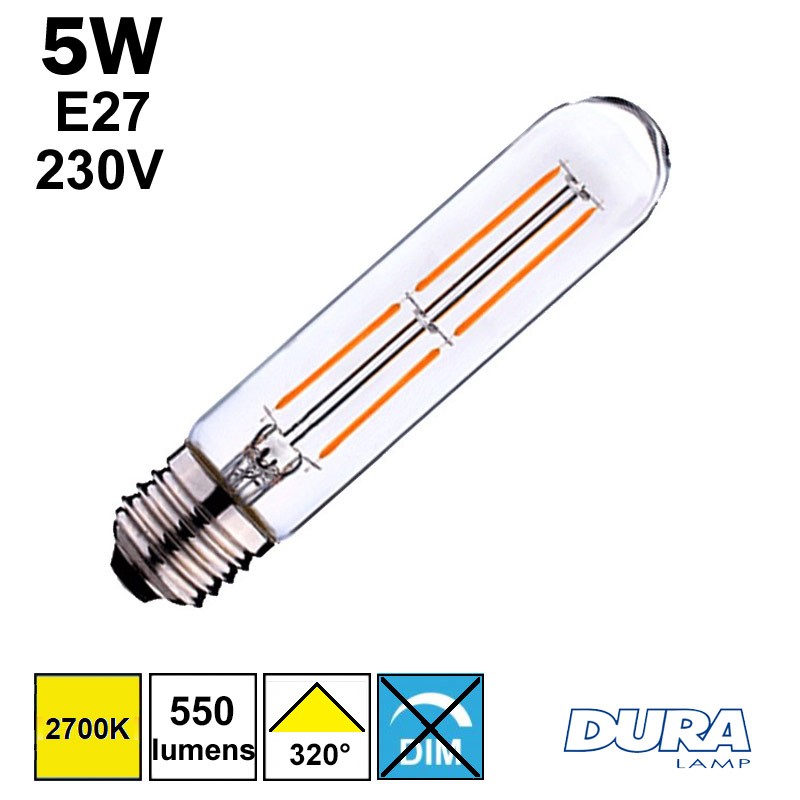 Ampoule tubulaire claire 5W E27 230V - DURALAMP FLT90527