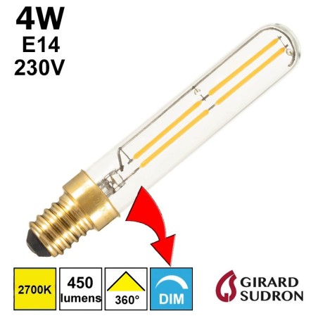Ampoule LED Tubulaire gradable 4W E14 230V Girard Sudron