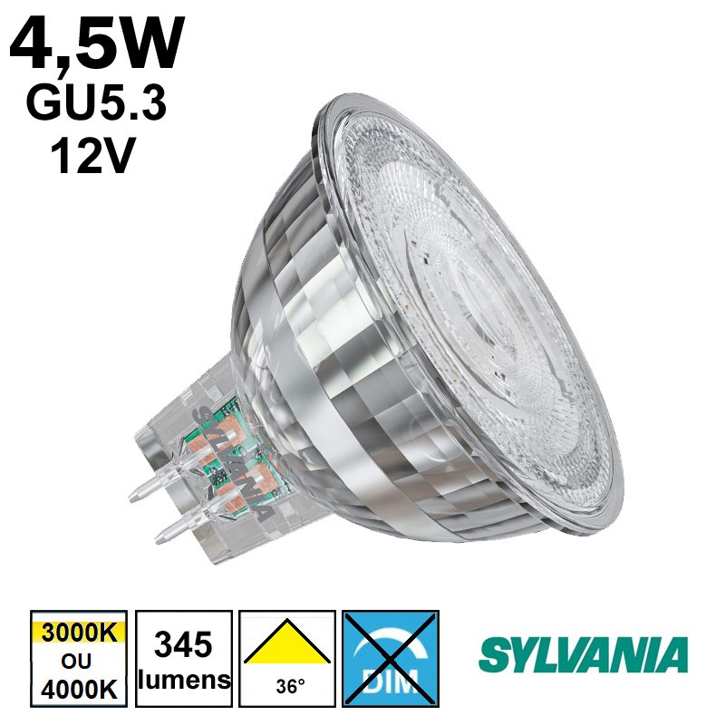 Ampoule 12V SYLVANIA MR16 4,5W GU5.3