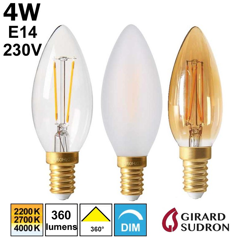 Ampoule flamme 4W LED E14 - LED SUDRON 713508 713504 165463