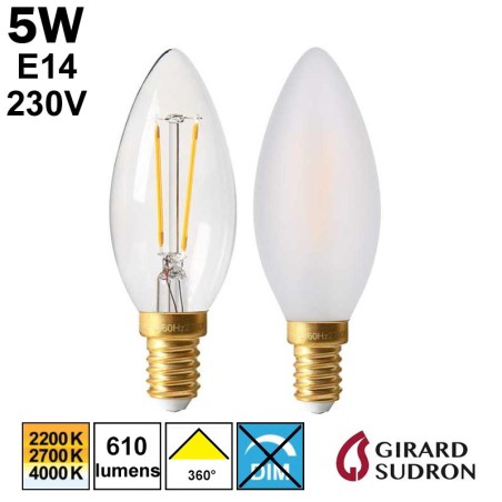 AMPOULE FLAMME LED 5W E14 230V GIRARD SUDRON